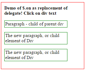 jquery on delegate