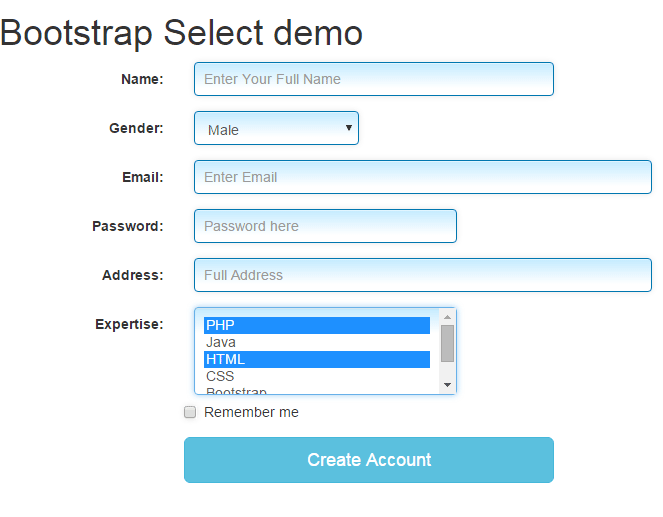 Bootstrap select form