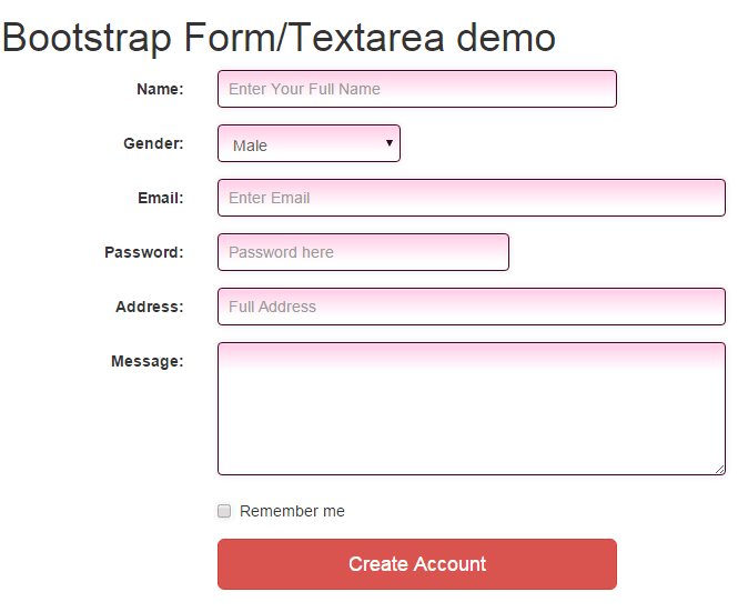 Bootstrap textarea form