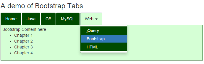 Bootstrap tabs dropdown