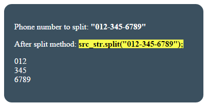 JavaScript split phone