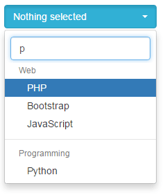 HTML select Bootstrap search