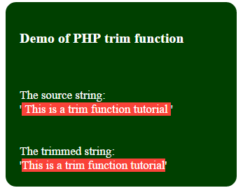 PHP trim