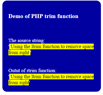 PHP rtrim
