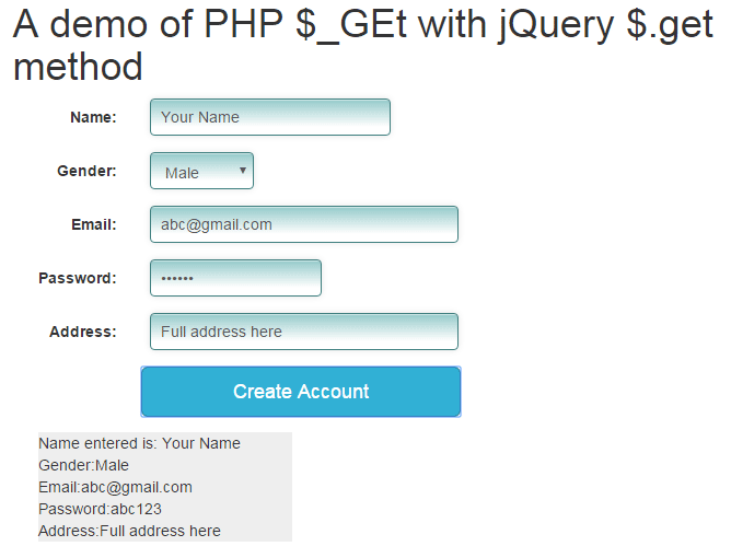PHP GET jquery