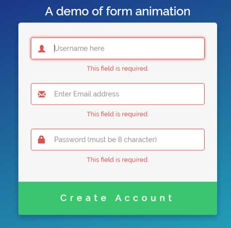 jQuery form animation