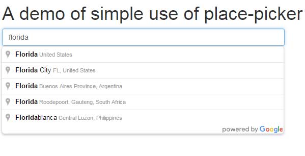 jQuery place picker