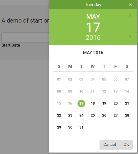 Bootstrap material date time picker-start