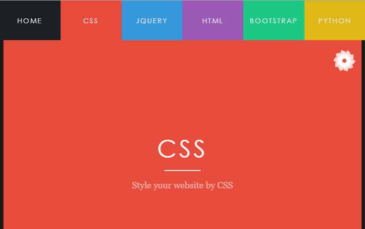 A CSS menu with tabs slider: live demo