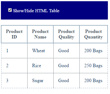 jquery checkbox table