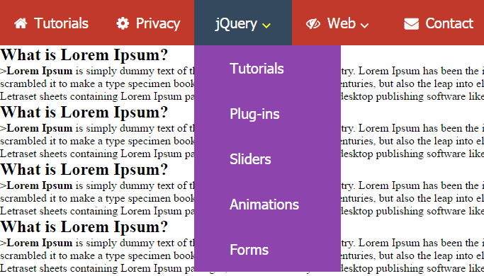 jQuery responsive menu