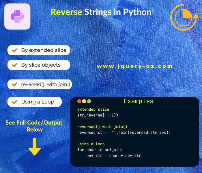 An image tutorial on reversing strings in Python. Explore step-by-step methods for reversing text and manipulating data.