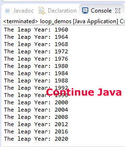 Java continue