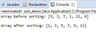 sort int array Java