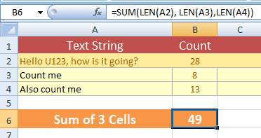 Excel count characters