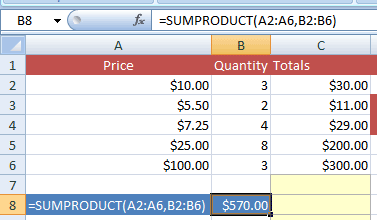 Excel SUMPRODUCT