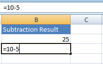 Excel subtract numbers