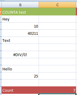 Excel COUNTA