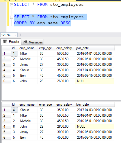 SQL order_by DESC