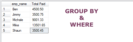 SQL GROUP BY WHERE