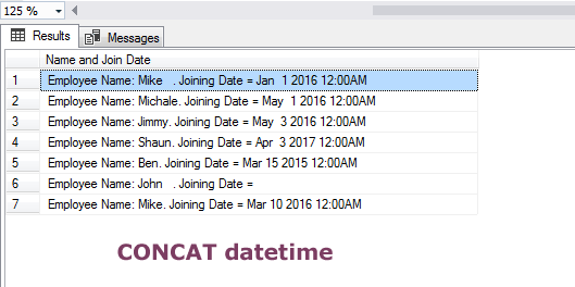 SQL CONCAT DATE