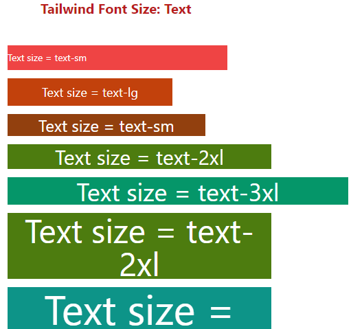 tailwind font size output in div