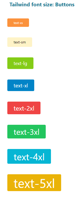 An image showing tailwind font size forbuttons 