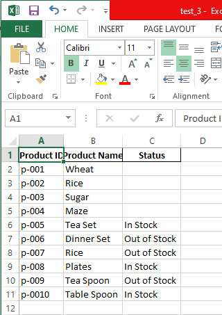Image showing Excel partial merged